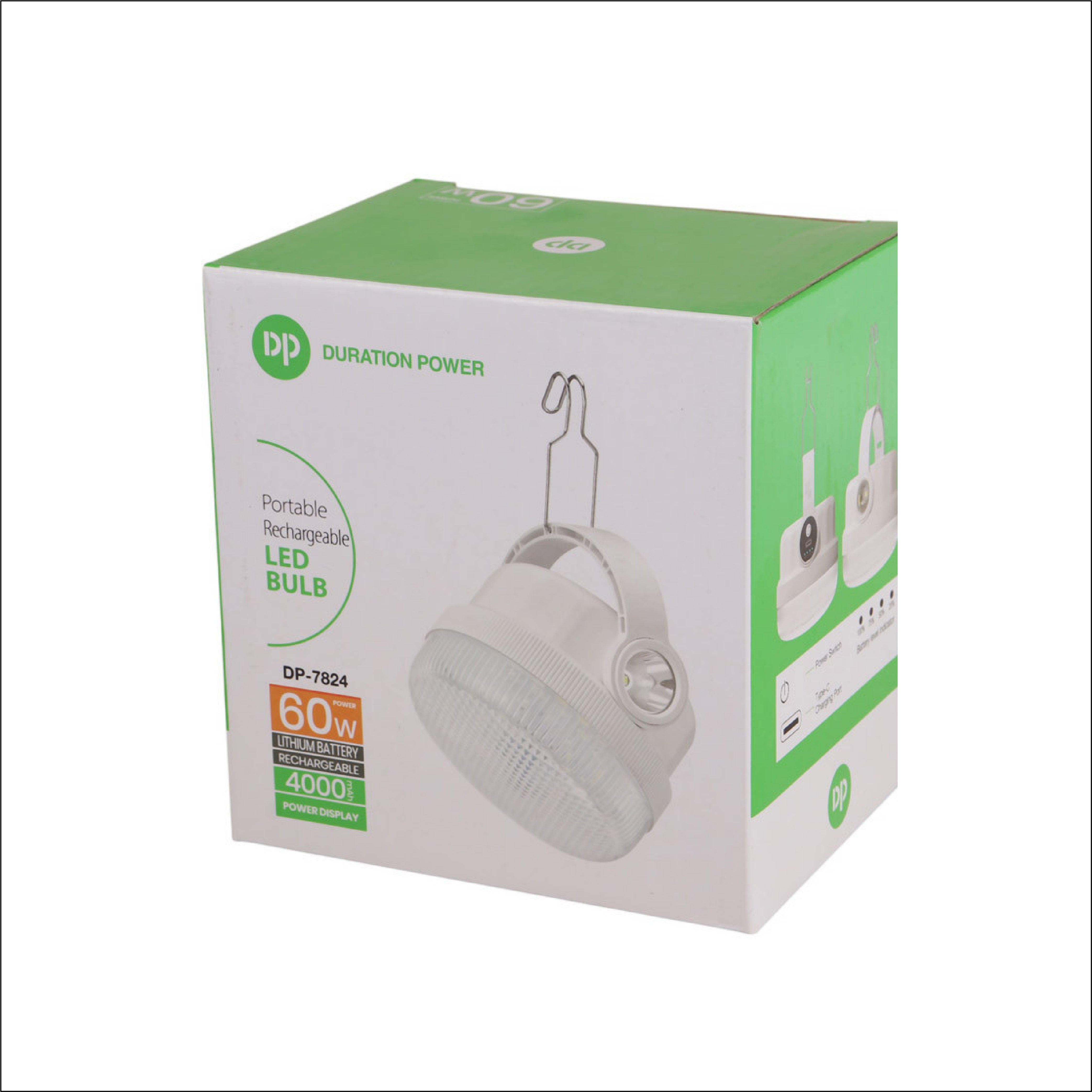 DURATION POWER RECHARGEABLE LED BULB 60 WALT QP-7824